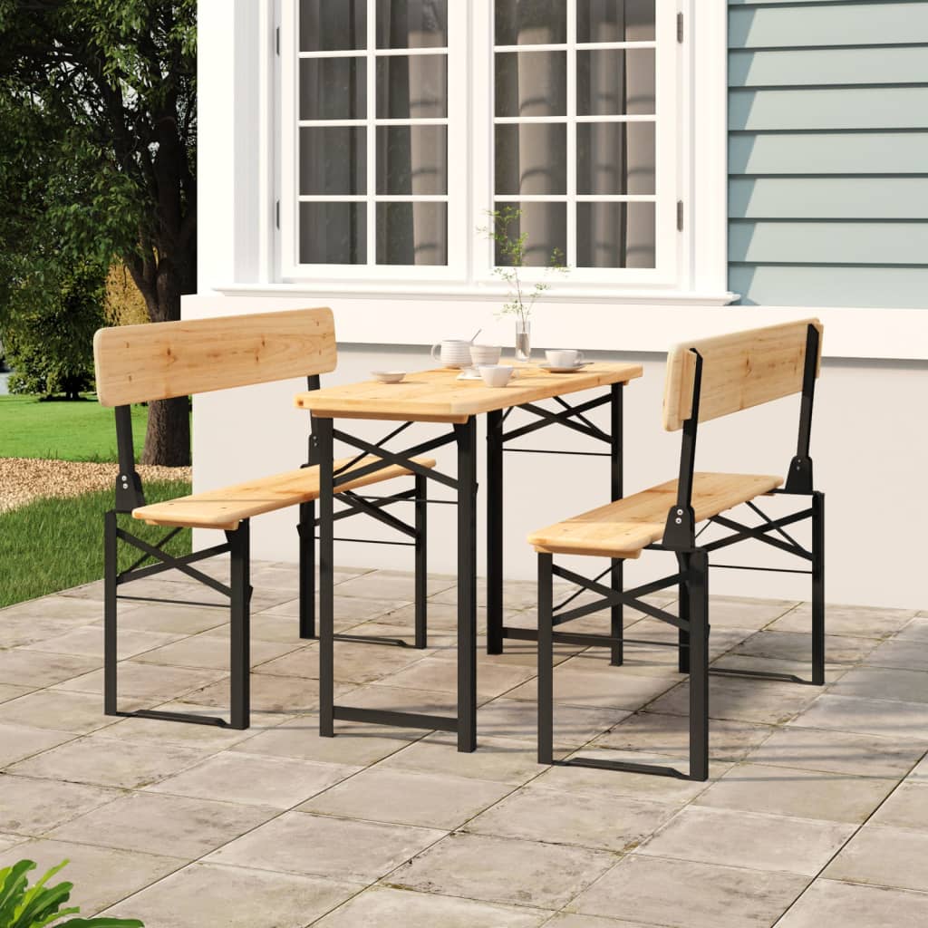 3 Piece Folding Beer Table Set Solid Wood Fir - The Home Maker