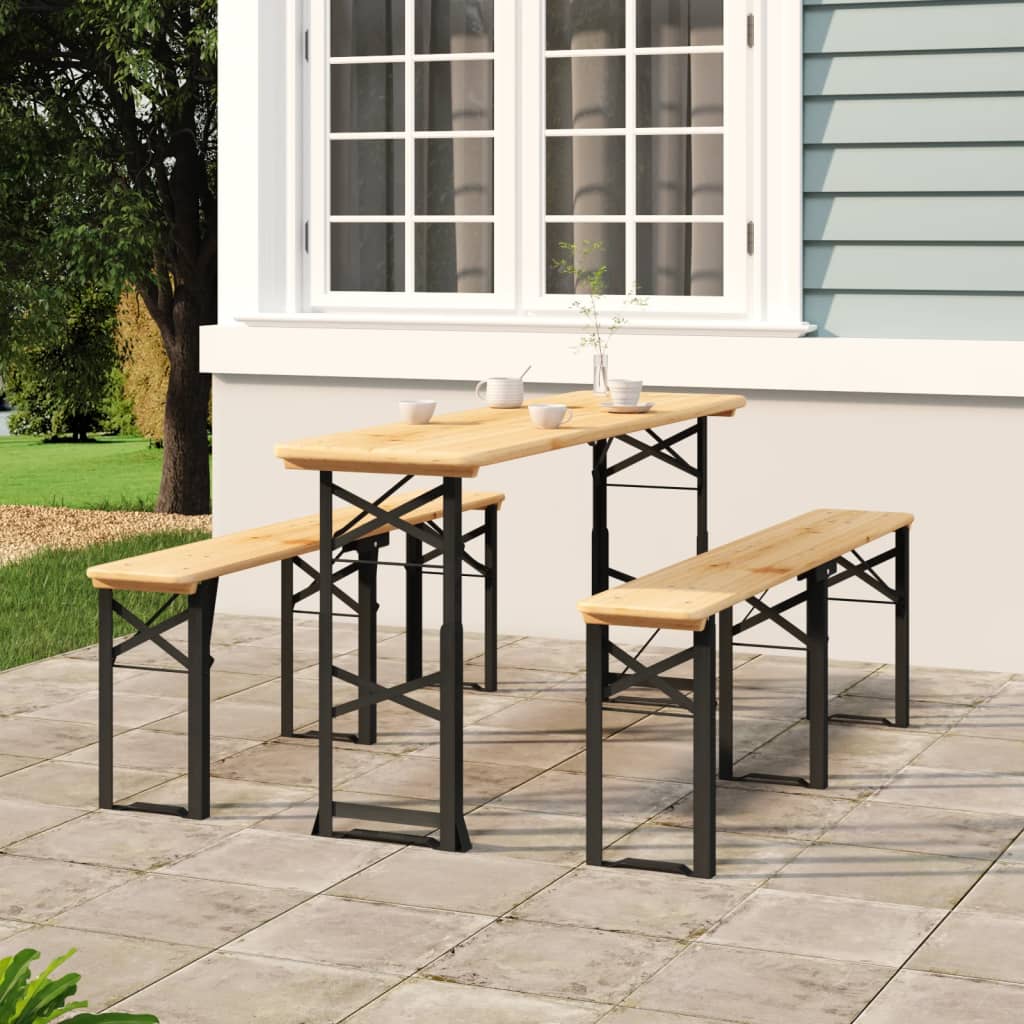 Folding Beer Table 170x50x75/105 cm Solid Wood Fir - Direct Imports