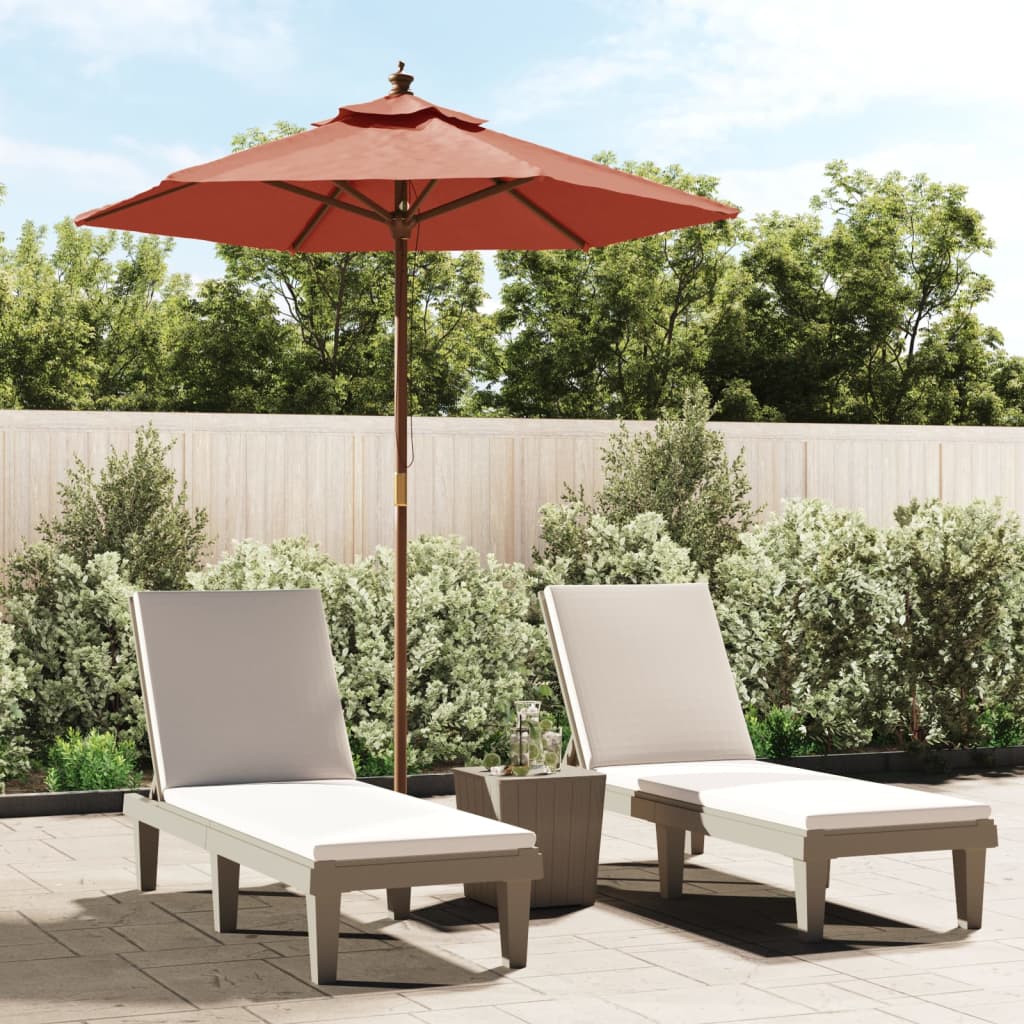 Garden Parasol with Wooden Pole Terracotta 196x231 cm - Unbeatable Bargains