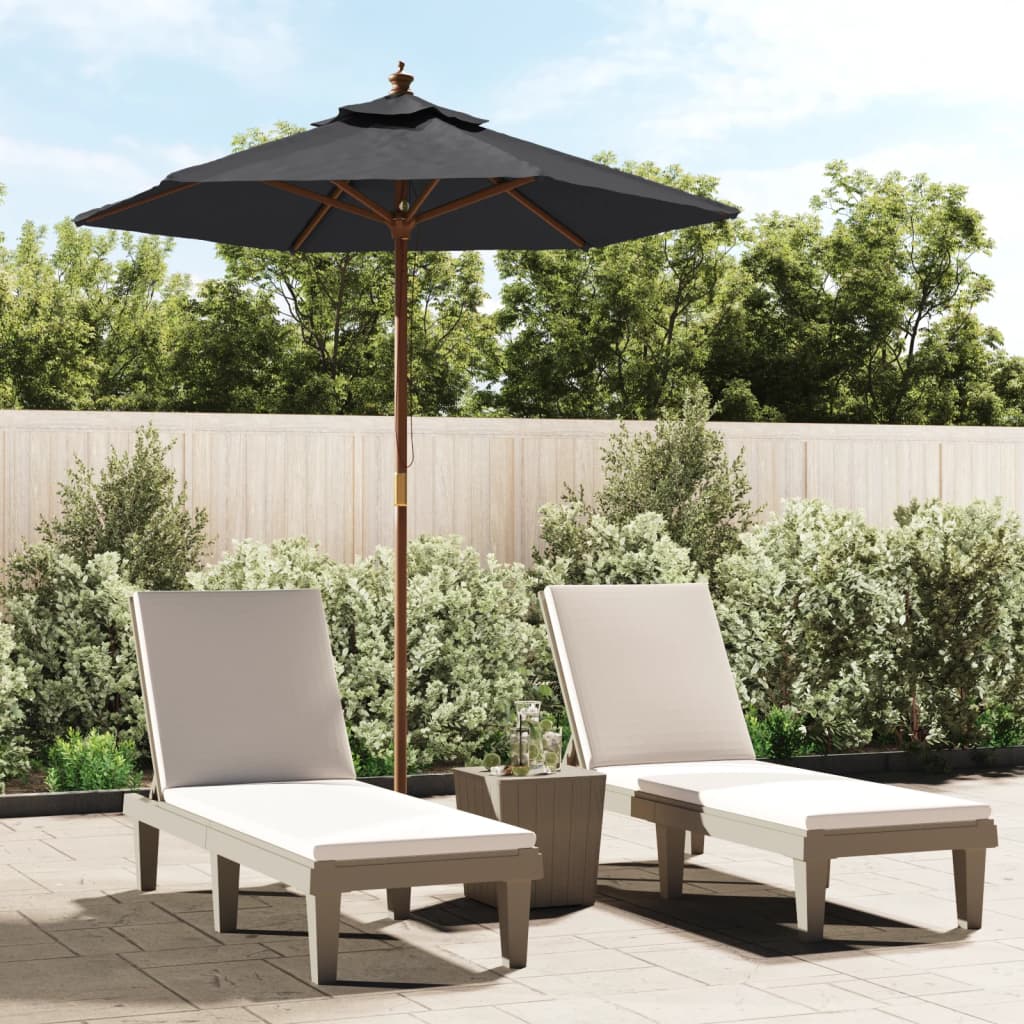Garden Parasol with Wooden Pole Black 196x231 cm - Tyrell & Tyrell