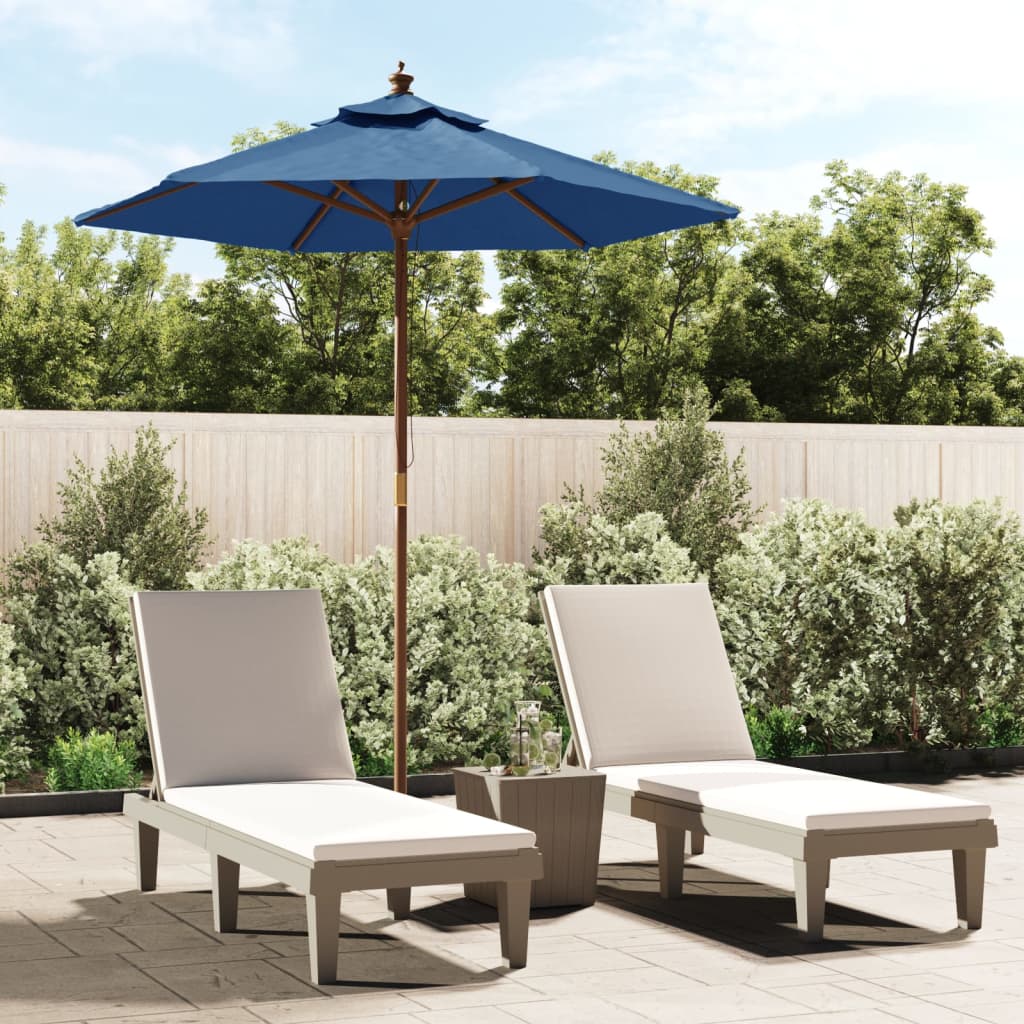 Garden Parasol with Wooden Pole Azure Blue 196x231 cm - Sid & Sam