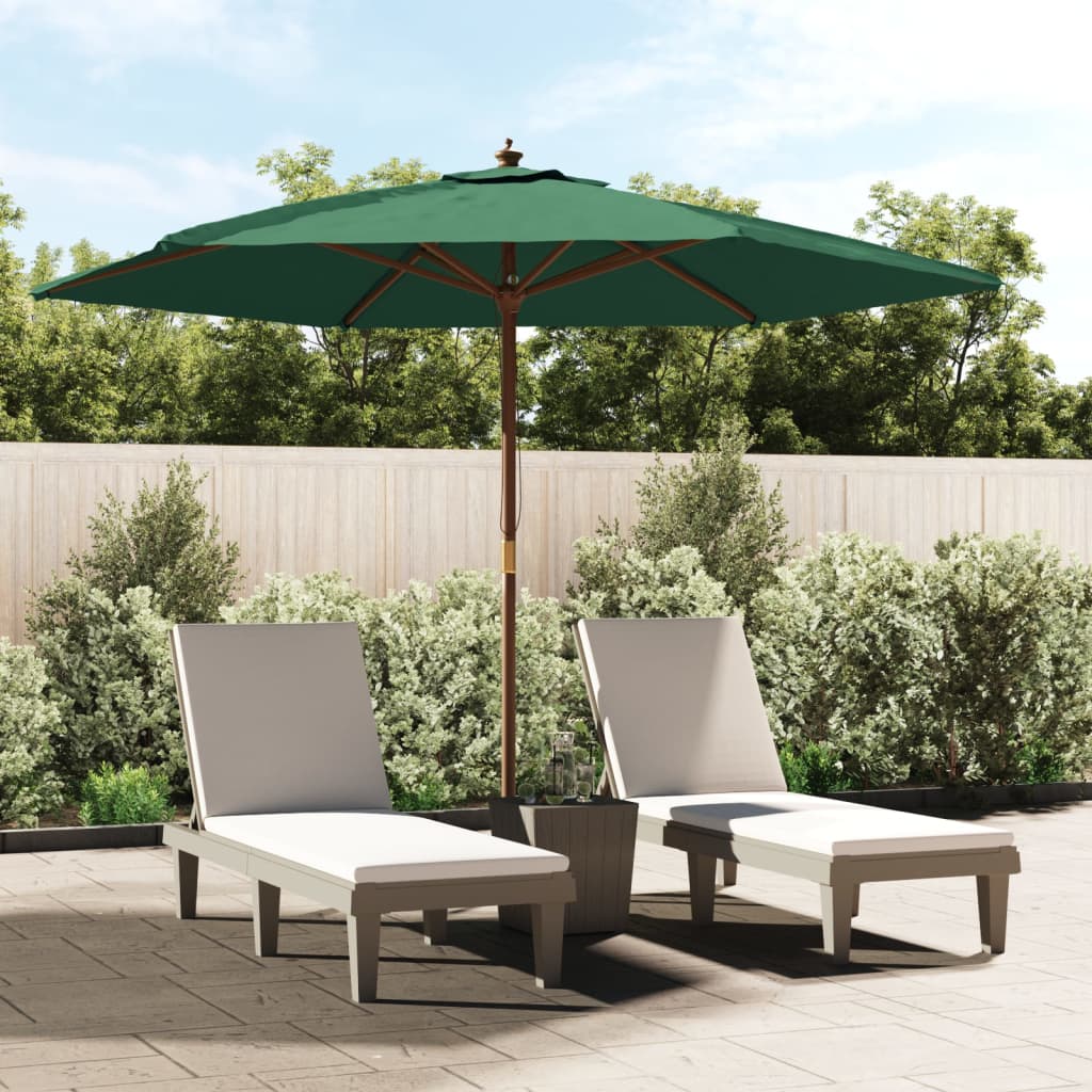 Garden Parasol with Wooden Pole Green 299x240 cm - Millennium Furniture