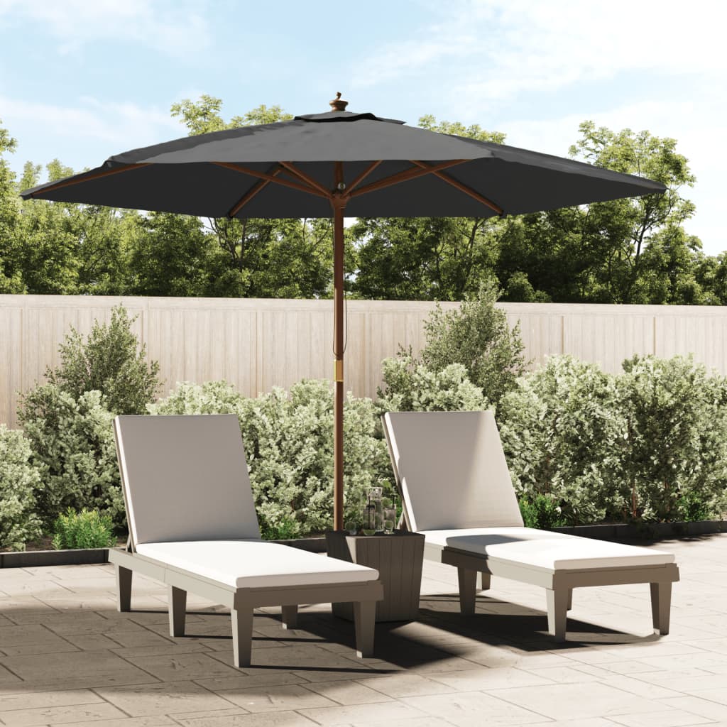 Garden Parasol with Wooden Pole Anthracite 299x240 cm - Sid & Sam