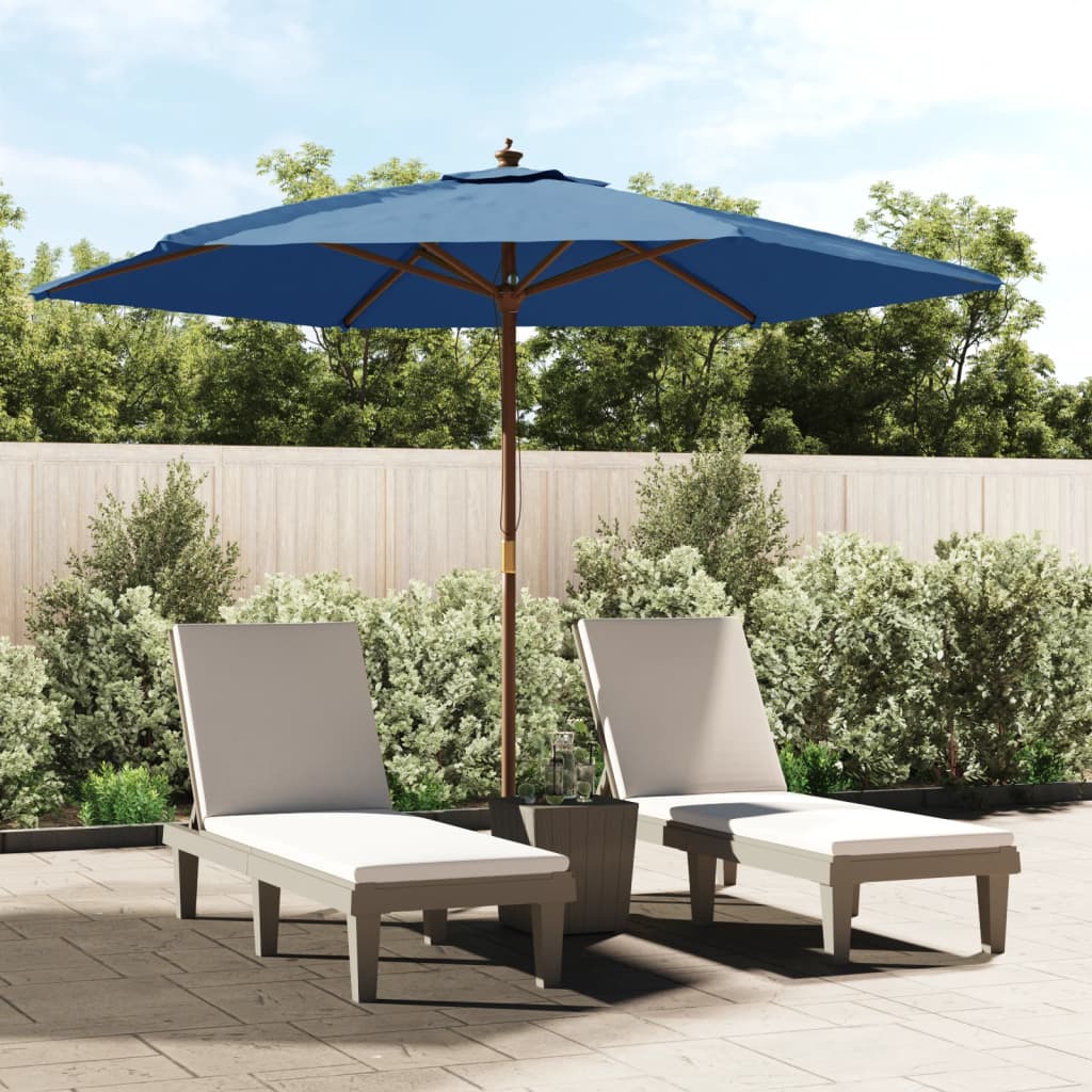 Garden Parasol with Wooden Pole Azure Blue 299x240 cm - Sid & Sam
