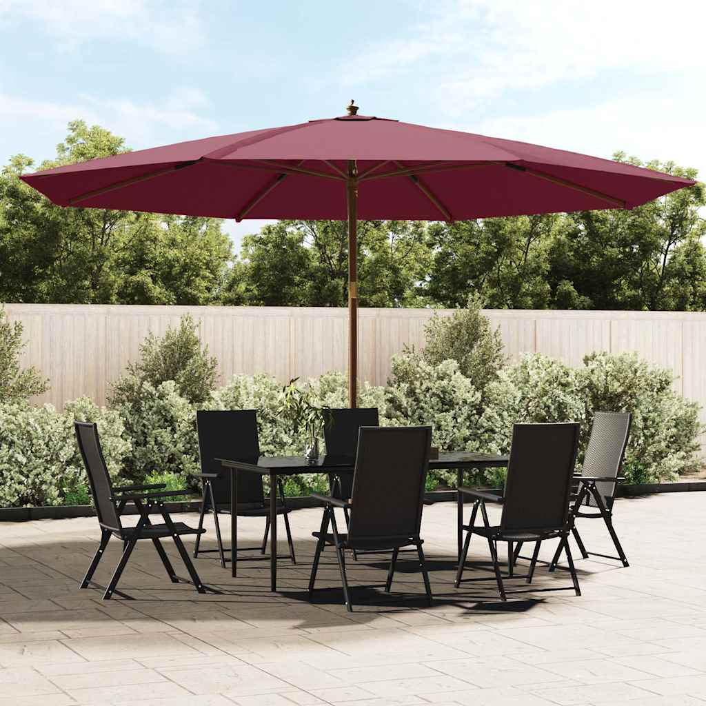 Garden Parasol with Wooden Pole Bordeaux Red 400x273cm - Discount Dealers