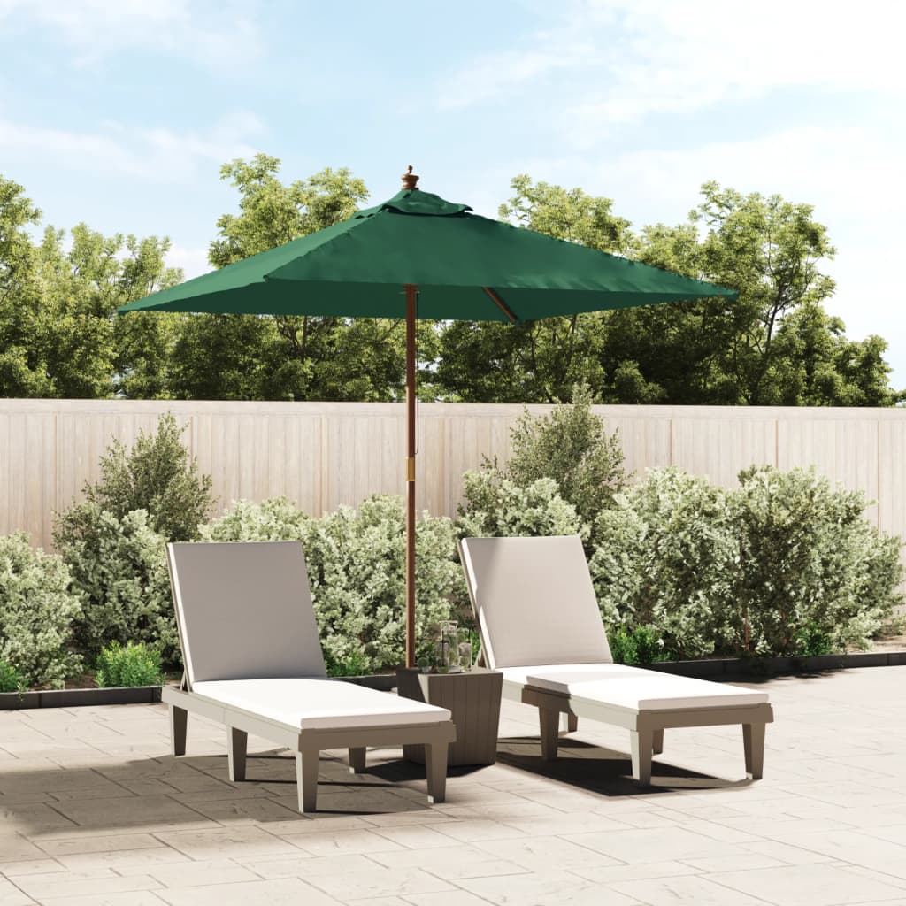 Garden Parasol with Wooden Pole Green 198x198x231 cm - Tyrell & Tyrell