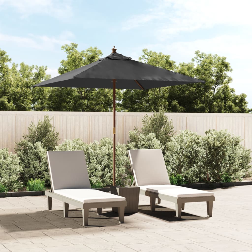 Garden Parasol with Wooden Pole Anthracite 198x198x231 cm - Unbeatable Bargains