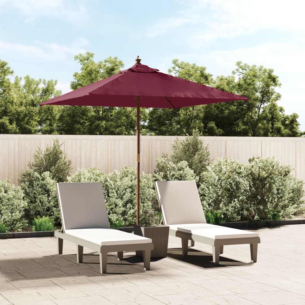 Garden Parasol with Wooden Pole Bordeaux Red 198x198x231 cm - Merlin Deals