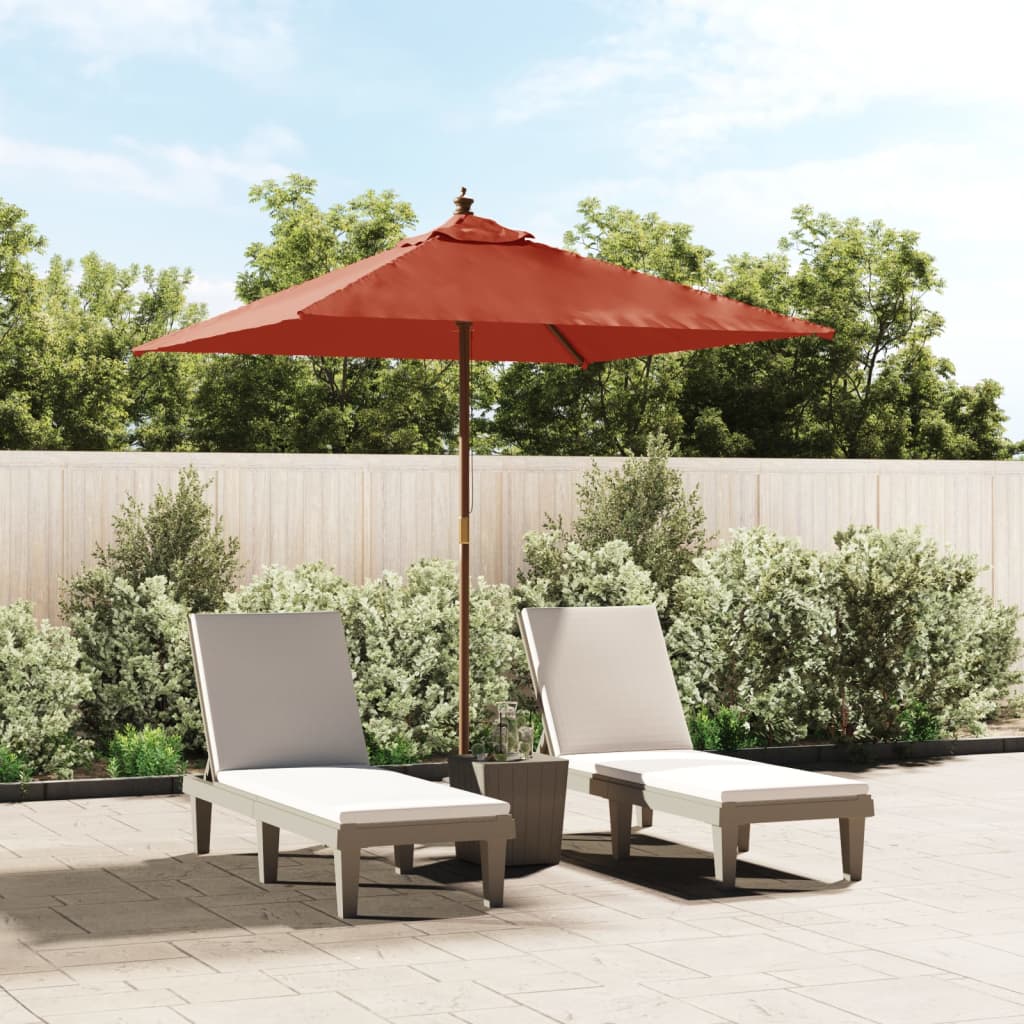 Garden Parasol with Wooden Pole Terracotta 198x198x231 cm - Sid & Sam