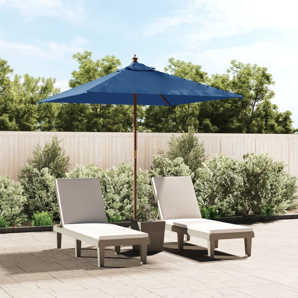 Garden Parasol with Wooden Pole Azure Blue 198x198x231 cm - Tyrell & Tyrell