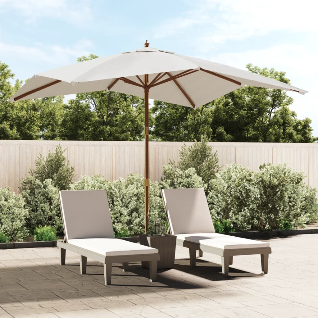 Garden Parasol with Wooden Pole Sand 300x300x273 cm - Unbeatable Bargains