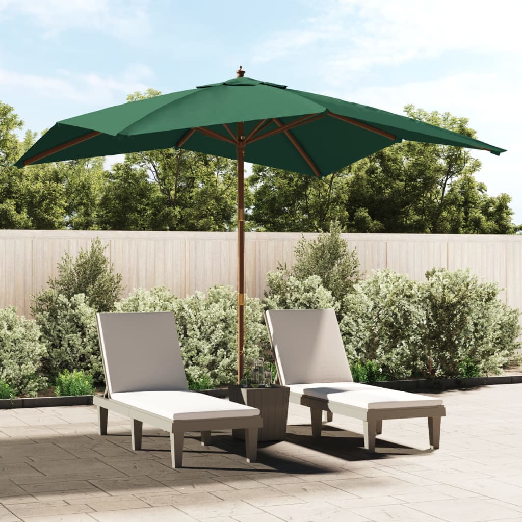 Garden Parasol with Wooden Pole Green 300x300x273 cm - Brittle & Co