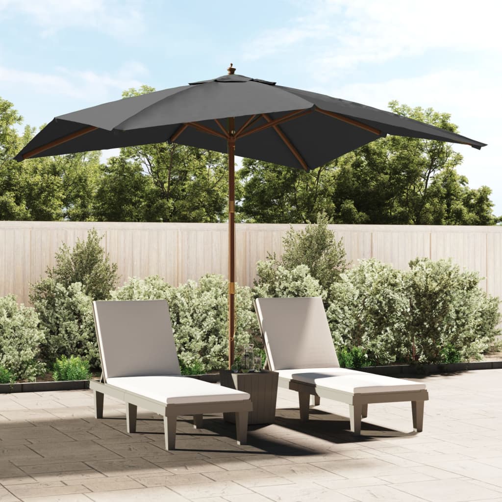 Garden Parasol with Wooden Pole Anthracite 300x300x273 cm - Merkel Designers