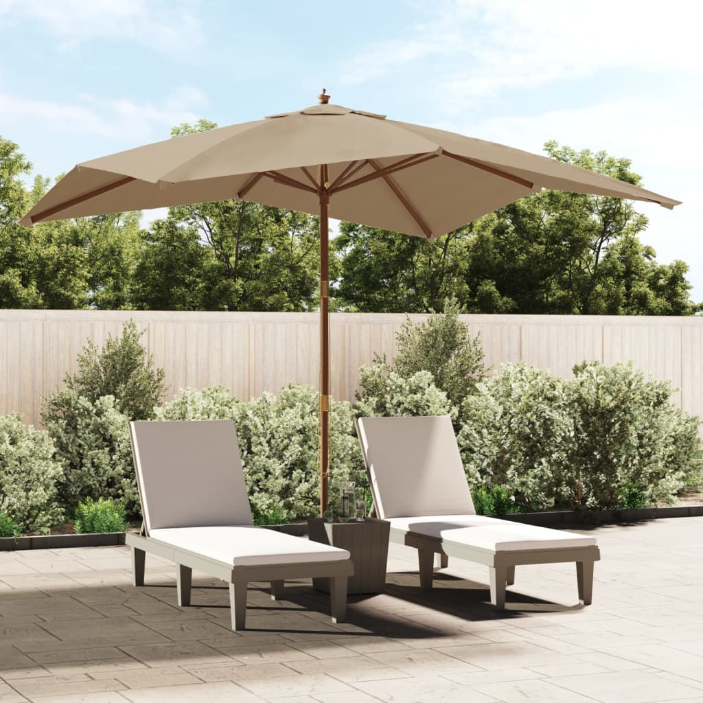 Garden Parasol with Wooden Pole Taupe 300x300x273 cm - All Things Good