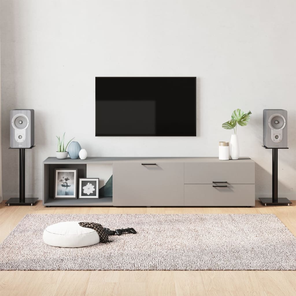 Speaker Stands 2 pcs Black Tempered Glass 1 Pillar Design - Merlin Deals