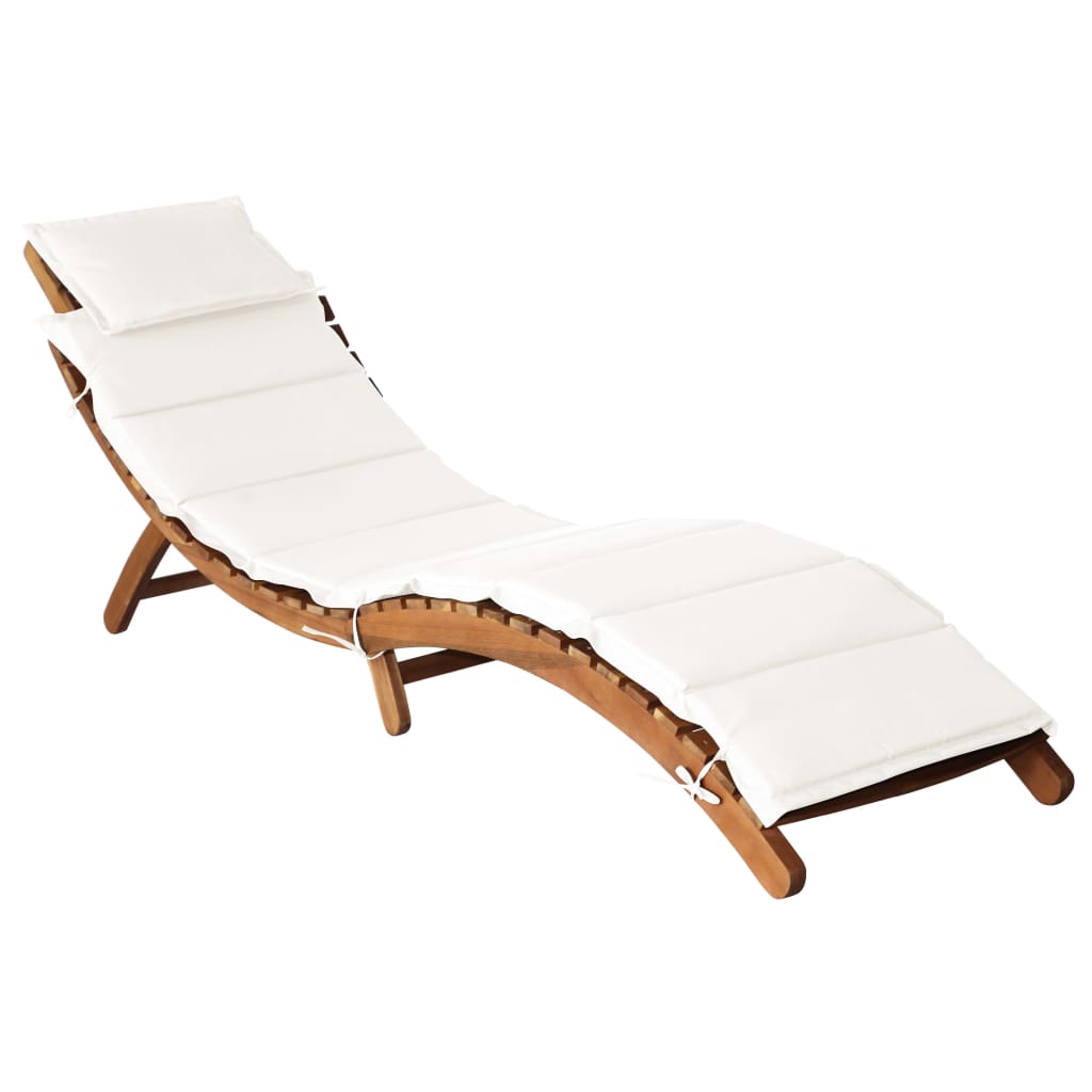 Sun Lounger with Cream Cushions Solid Wood Acacia - Millennium Furniture