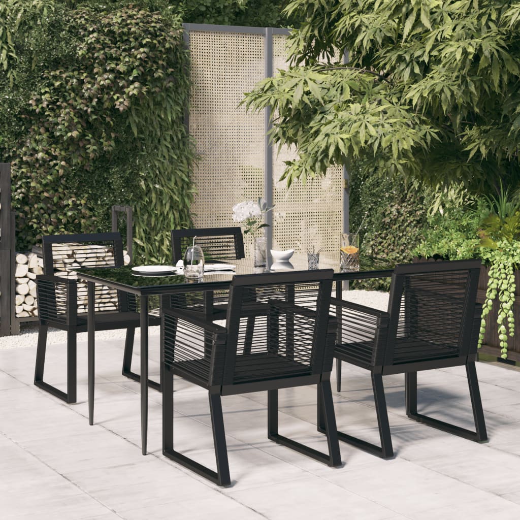 5 Piece Garden Dining Set Black PVC Rattan - The Home Maker