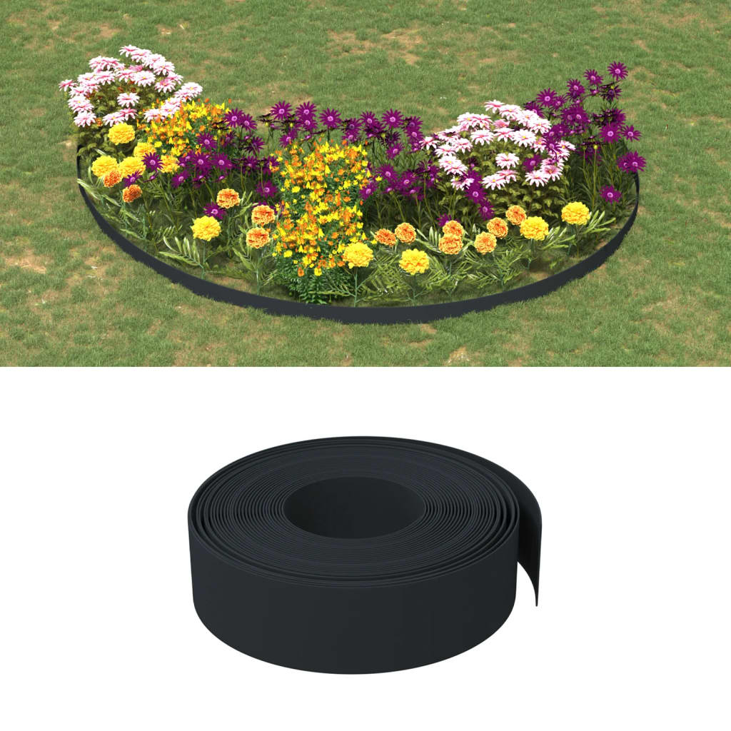Garden Edging Black 10 m 15 cm Polyethylene - Unbeatable Bargains