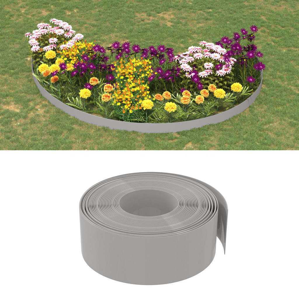 Garden Edging Grey 10 m 20 cm Polyethylene - Decor Base