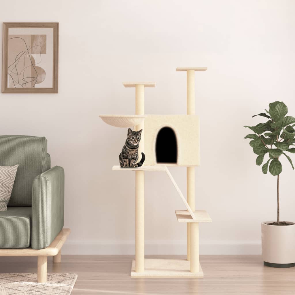 Cat Tree with Sisal Scratching Posts Cream 143 cm - Millennium Furniture