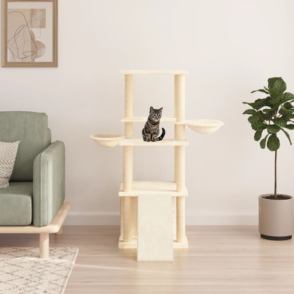 Cat Tree with Sisal Scratching Posts Cream 133 cm - R and M Furniture