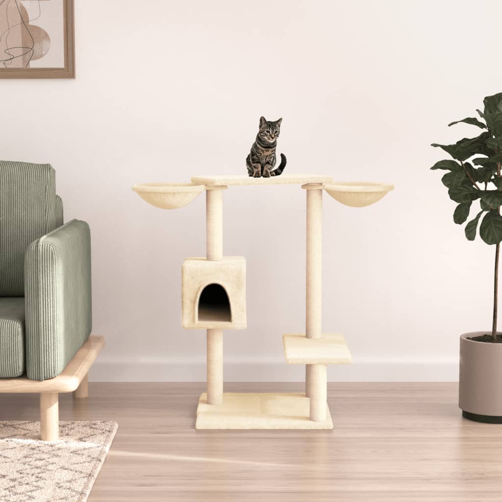 Cat Tree with Scratching Posts Cream 82 cm - Unbeatable Bargains