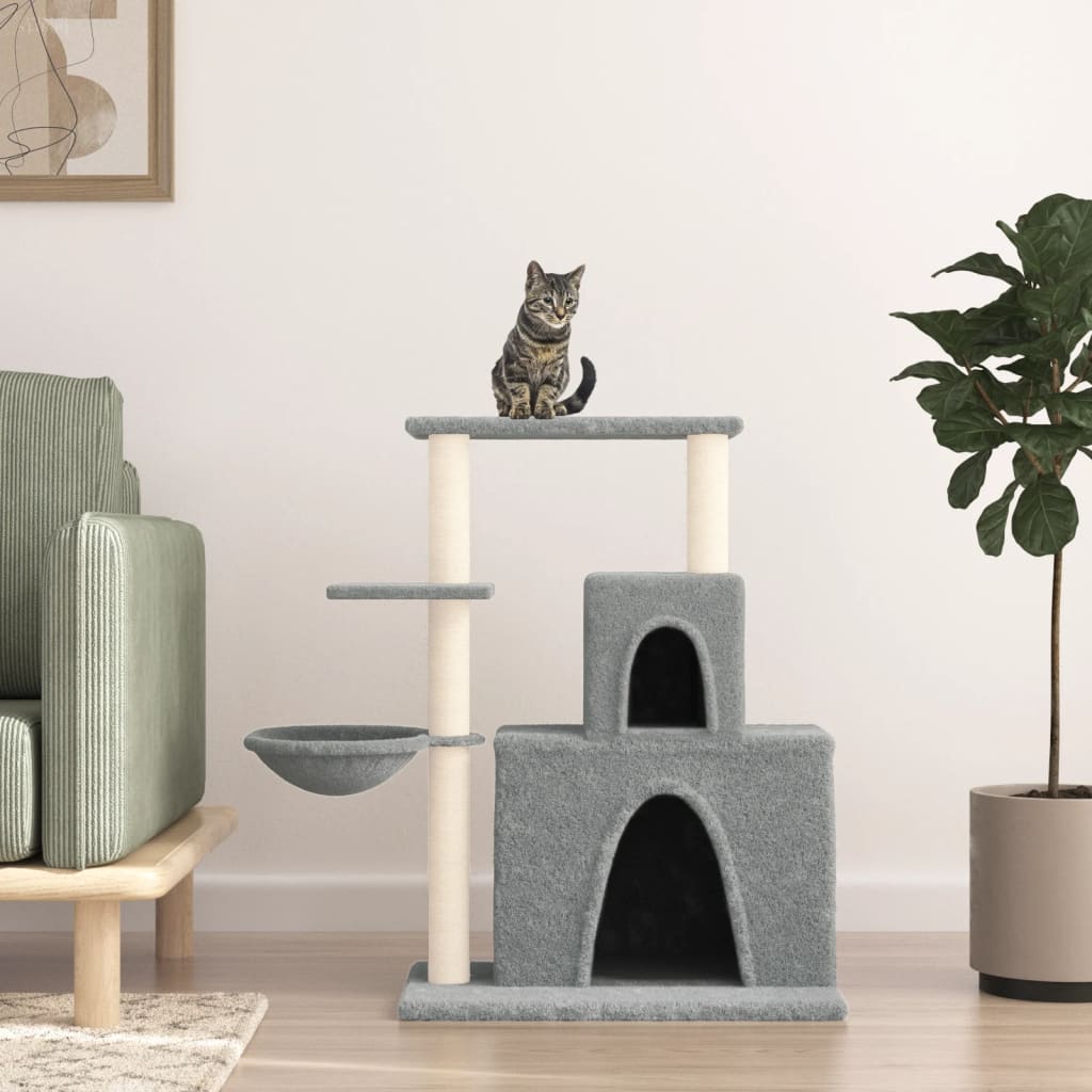 Cat Tree with Sisal Scratching Posts Light Grey 83 cm - Decor Base
