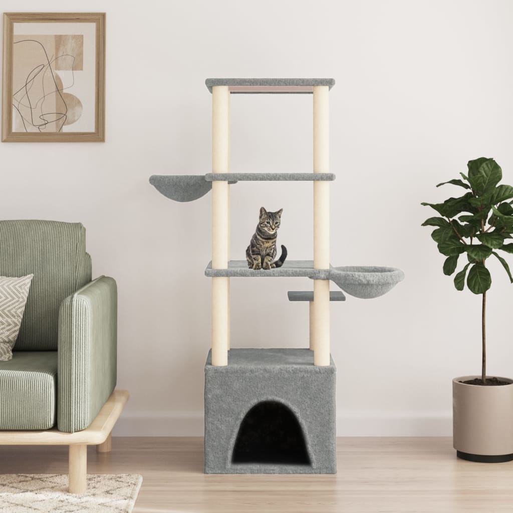 Cat Tree with Sisal Scratching Posts Light Grey 147 cm - Millennium Furniture
