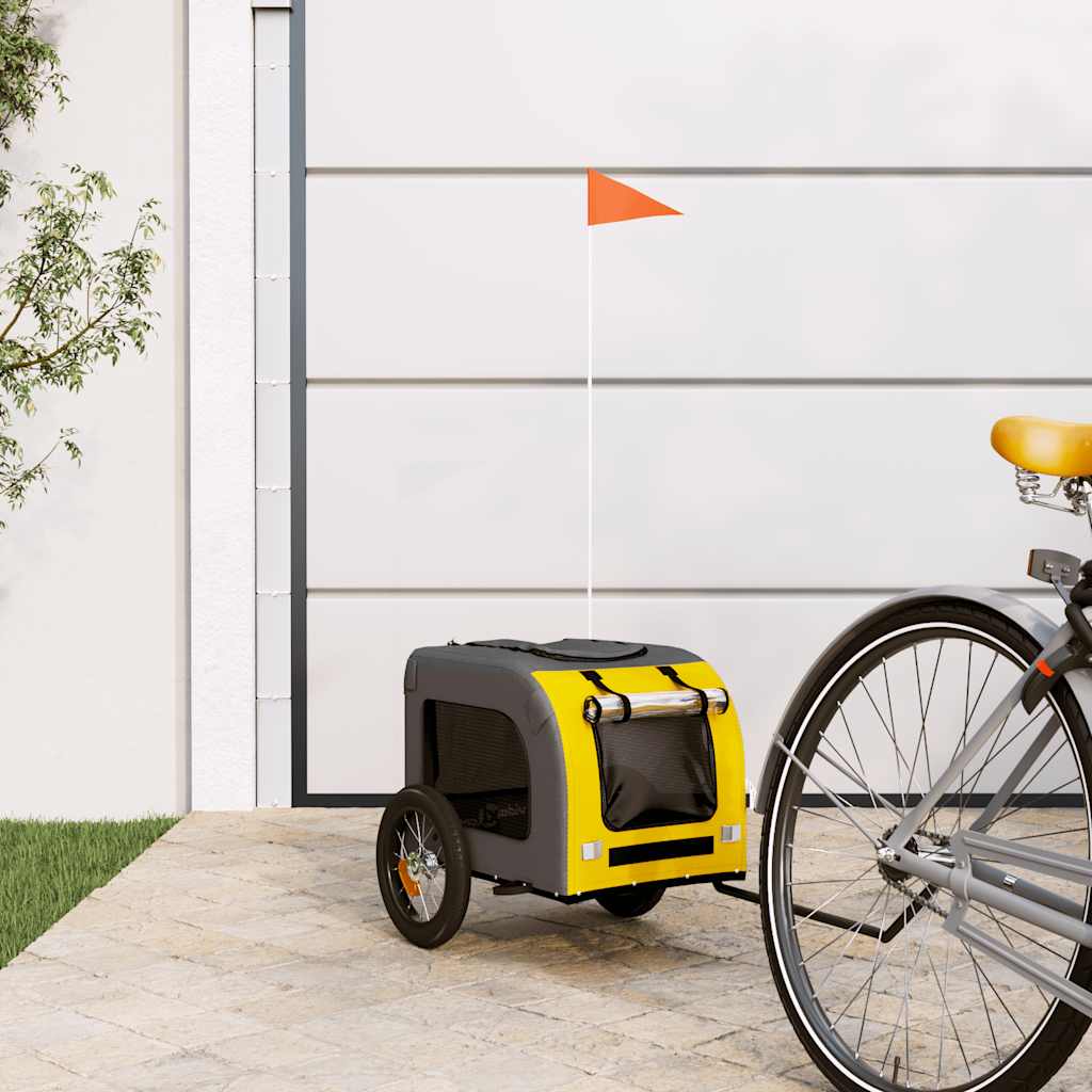 Pet Bike Trailer Yellow and Grey Oxford Fabric and Iron - Casper Homes