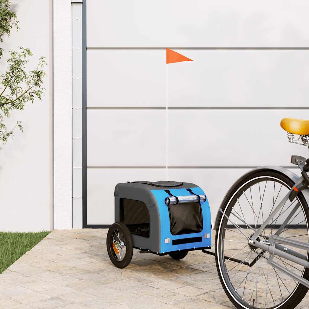 Pet Bike Trailer Blue and Grey Oxford Fabric and Iron - Casper Homes