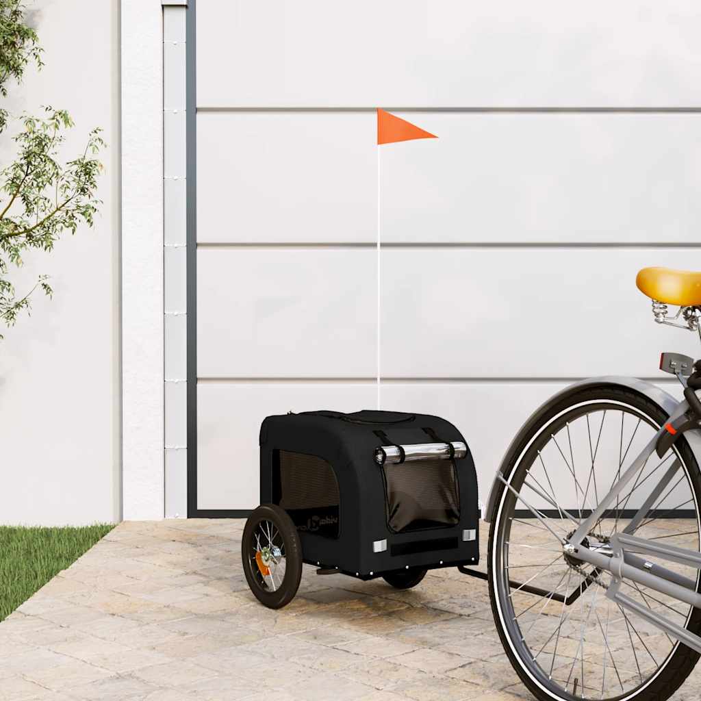 Pet Bike Trailer Black Oxford Fabric and Iron - Casper Homes