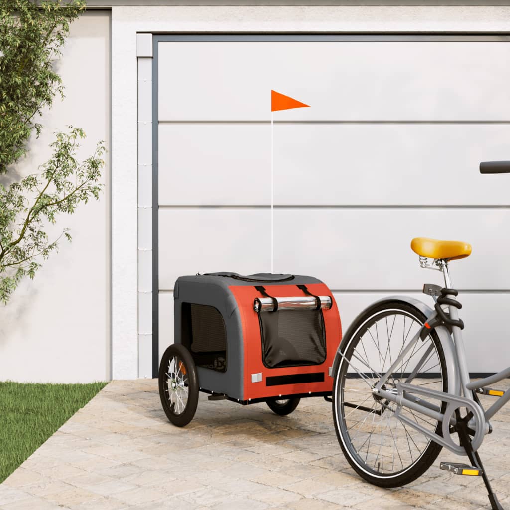 Dog Bike Trailer Orange and Grey Oxford Fabric and Iron - Millennium Furniture