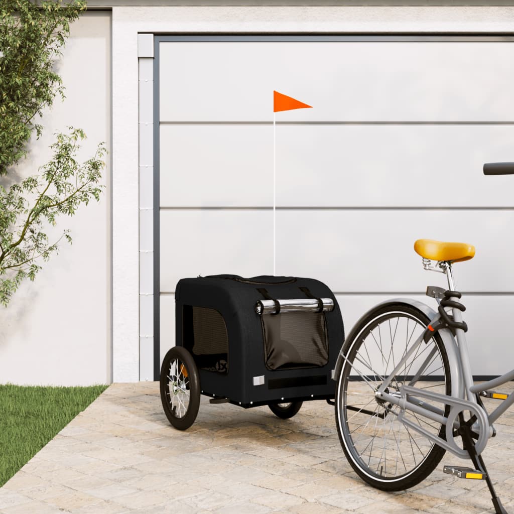 Pet Bike Trailer Black Oxford Fabric and Iron - Unbeatable Bargains