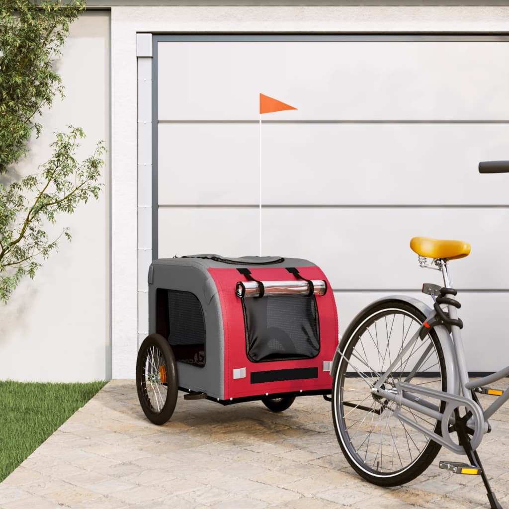 Dog Bike Trailer Red and Grey Oxford Fabric&Iron - Sid & Sam