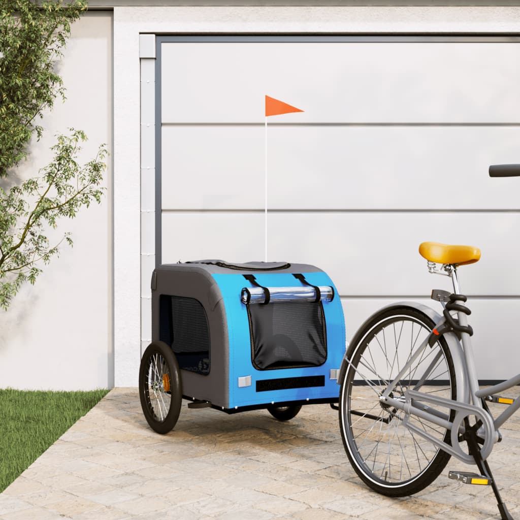 Pet Bike Trailer Blue and Grey Oxford Fabric&Iron - Tyrell & Tyrell