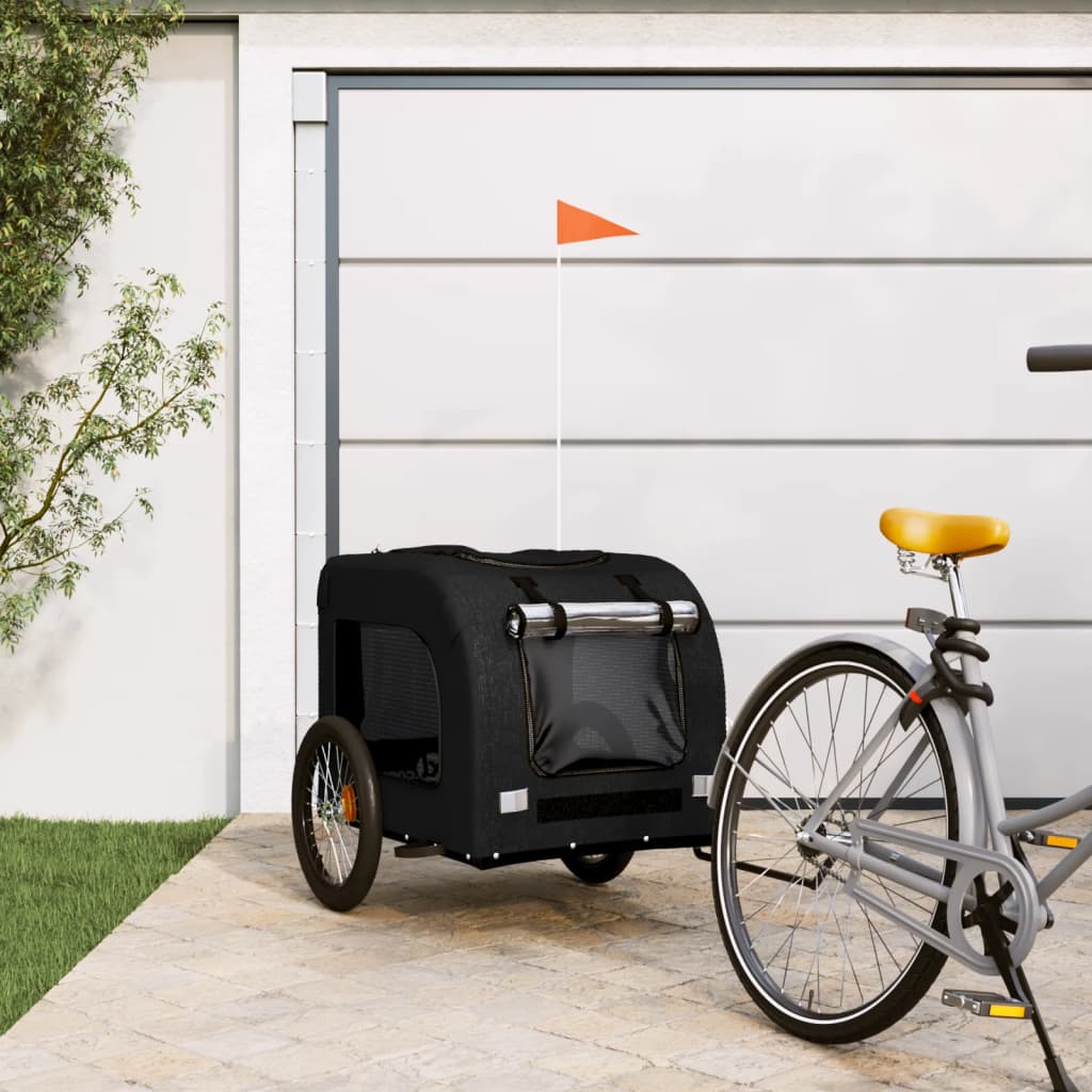 Pet Bike Trailer Black Oxford Fabric and Iron - Unbeatable Bargains