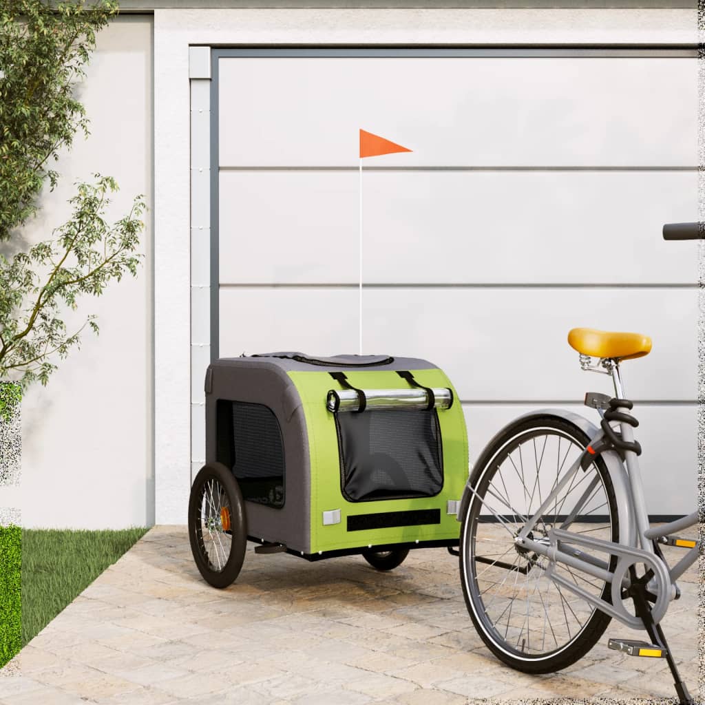 Dog Bike Trailer Green and Grey Oxford Fabric&Iron - Tyrell & Tyrell