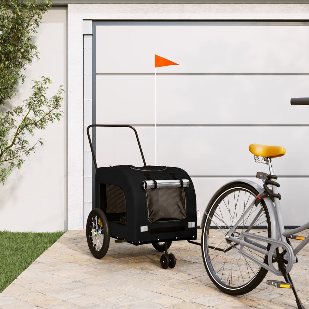 Pet Bike Trailer Black Oxford Fabric and Iron - Sid & Sam