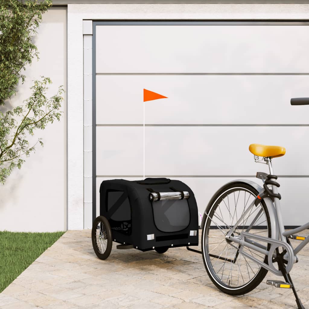 Dog Bike Trailer Black Oxford Fabric and Iron - Casper Homes