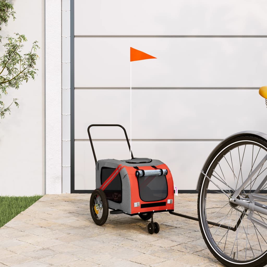 Pet Bike Trailer Orange and Black Oxford Fabric and Iron - Discount Dealers