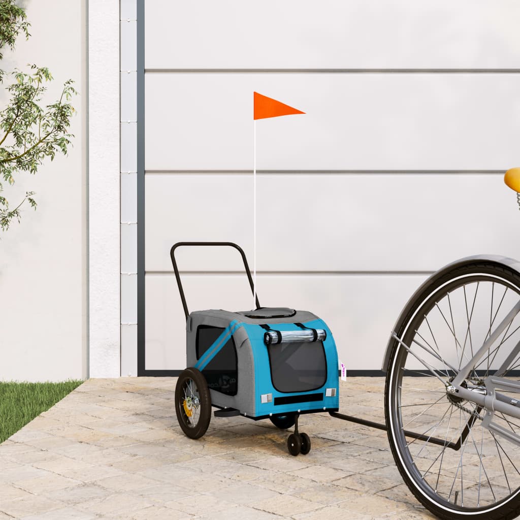 Pet Bike Trailer Blue and Black Oxford Fabric and Iron - Discount Dealers