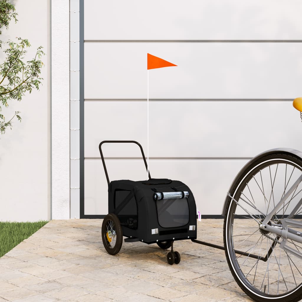 Pet Bike Trailer Black Oxford Fabric and Iron - All Things Good