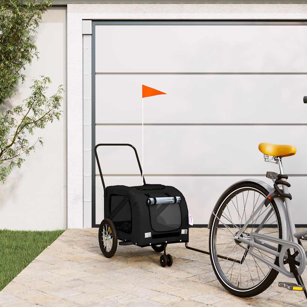 Pet Bike Trailer Black Oxford Fabric and Iron - All Things Good
