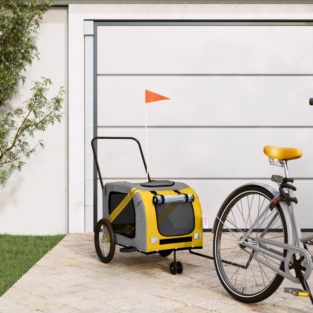 Pet Bike Trailer Yellow and Grey Oxford Fabric and Iron - Casper Homes