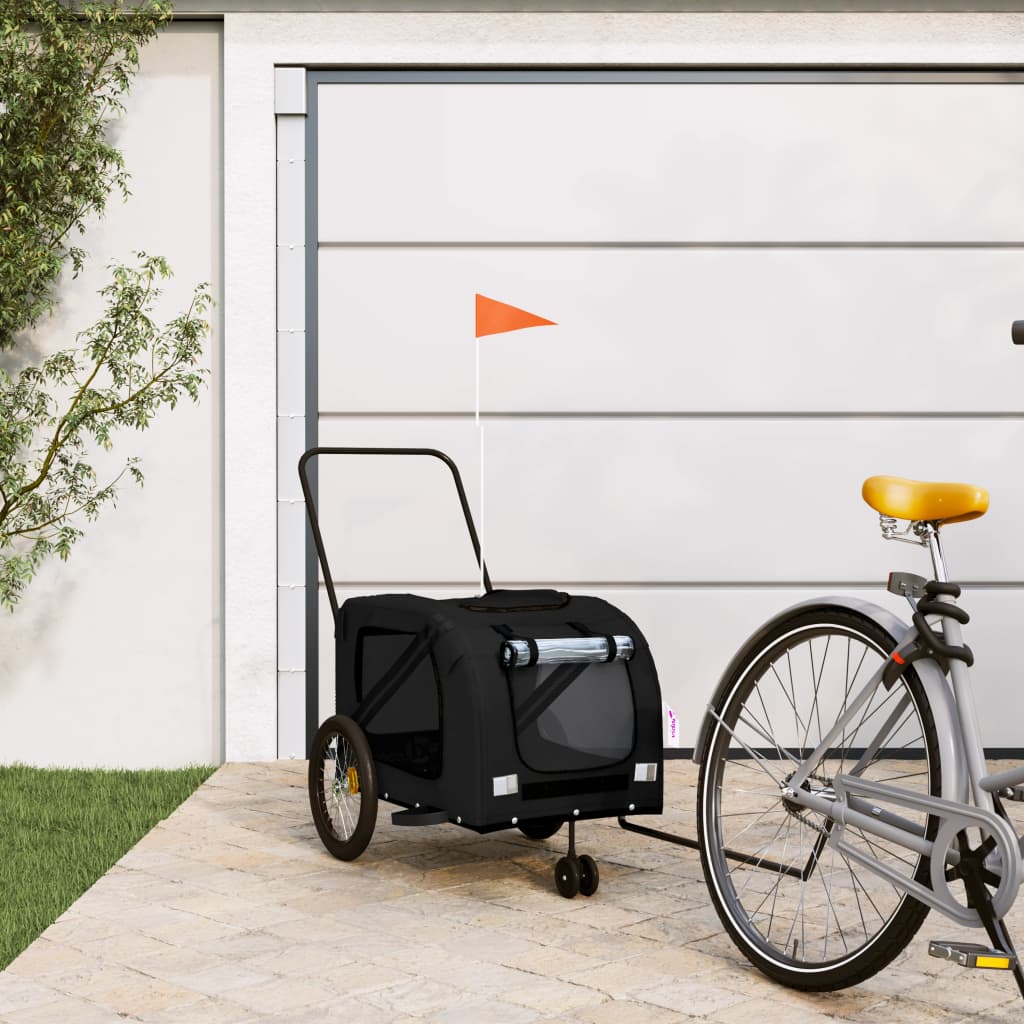 Pet Bike Trailer Black Oxford Fabric and Iron - Merlin Deals