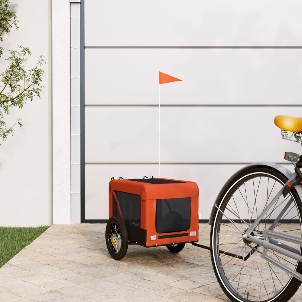 Pet Bike Trailer Orange and Black Oxford Fabric&Iron - Merlin Deals