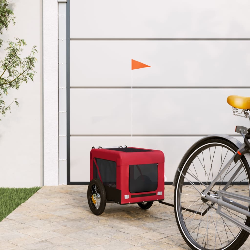 Dog Bike Trailer Red and Black Oxford Fabric&Iron - Casper Homes