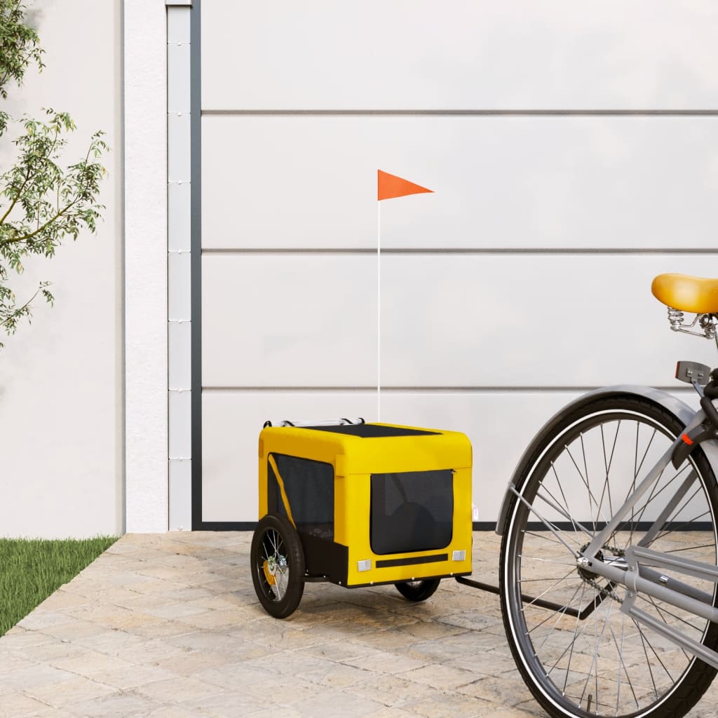 Dog Bike Trailer Yellow and Black Oxford Fabric and Iron - Brittle & Co