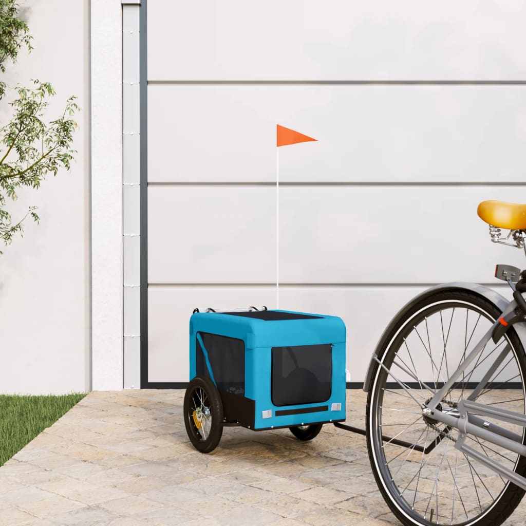 Pet Bike Trailer Blue and Black Oxford Fabric&Iron - Merlin Deals