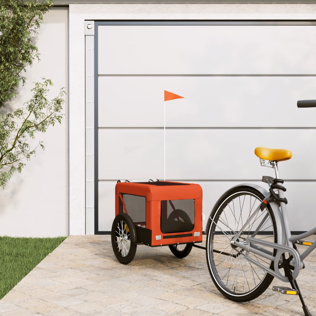 Pet Bike Trailer Orange and Black Oxford Fabric&Iron - Millennium Furniture